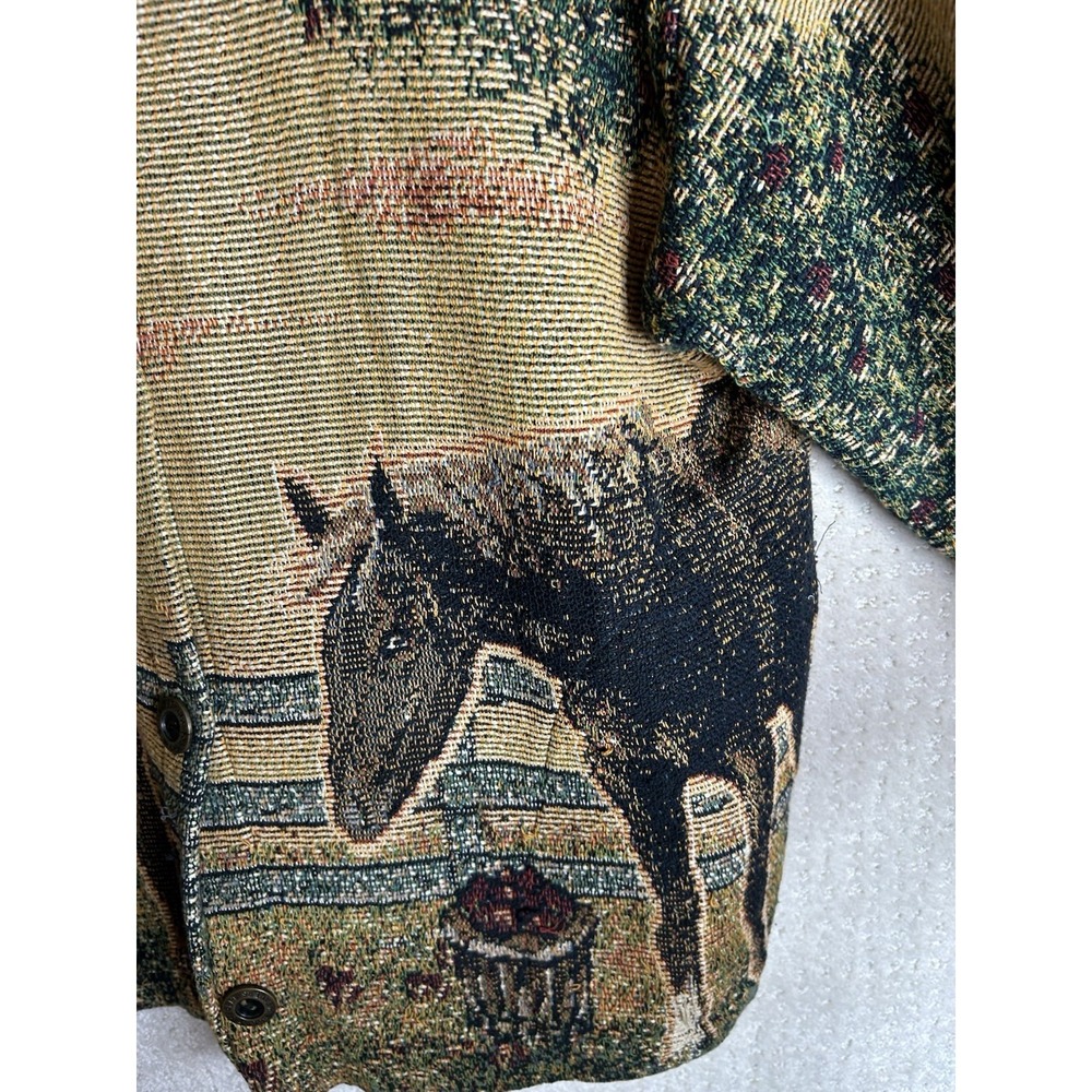 Sugar Street Weavers Vintage Cardigan Sweater XL  Horse Tapestry EUC - Picture 7 of 16